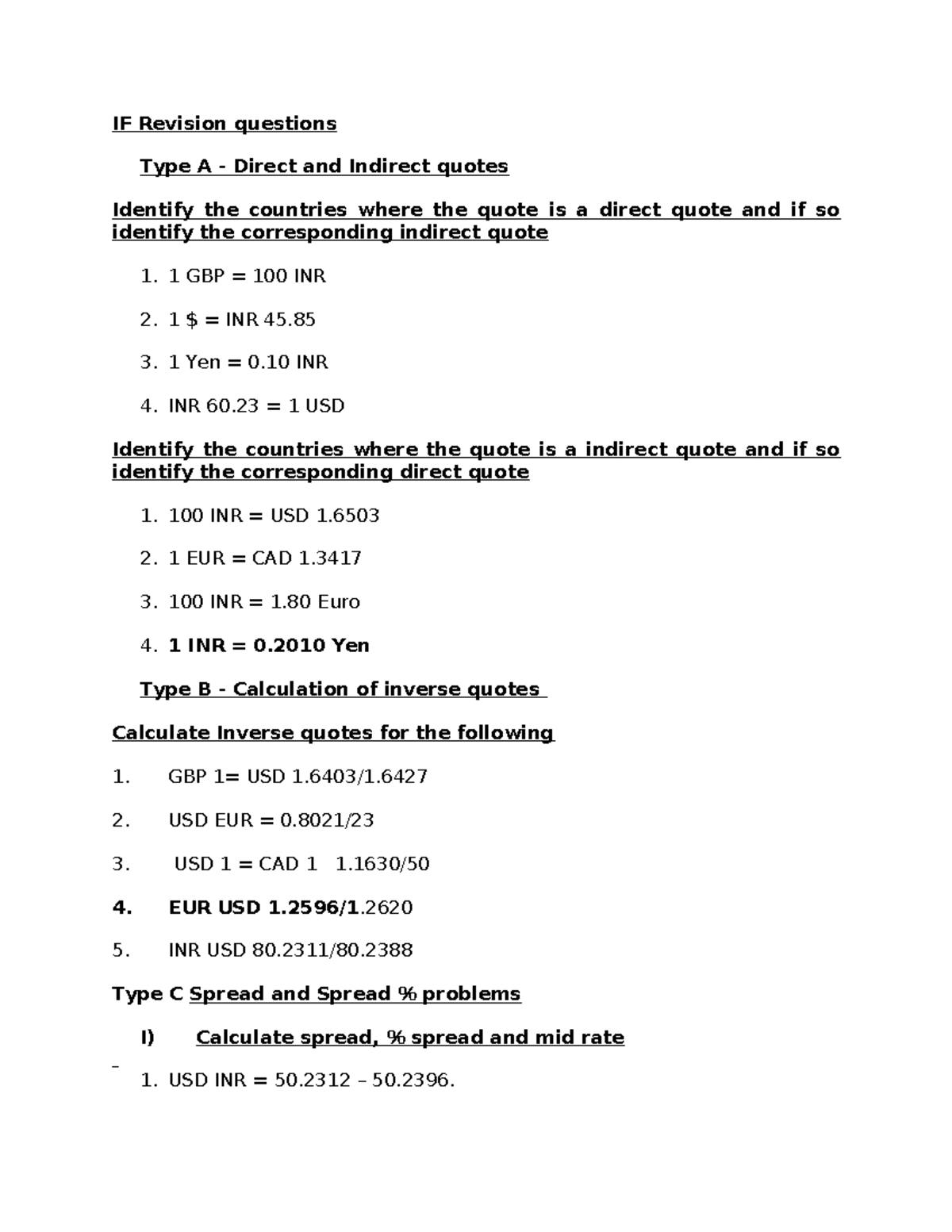 Tybms IF Revision Questions: Direct & Indirect Quotes Analysis - Studocu