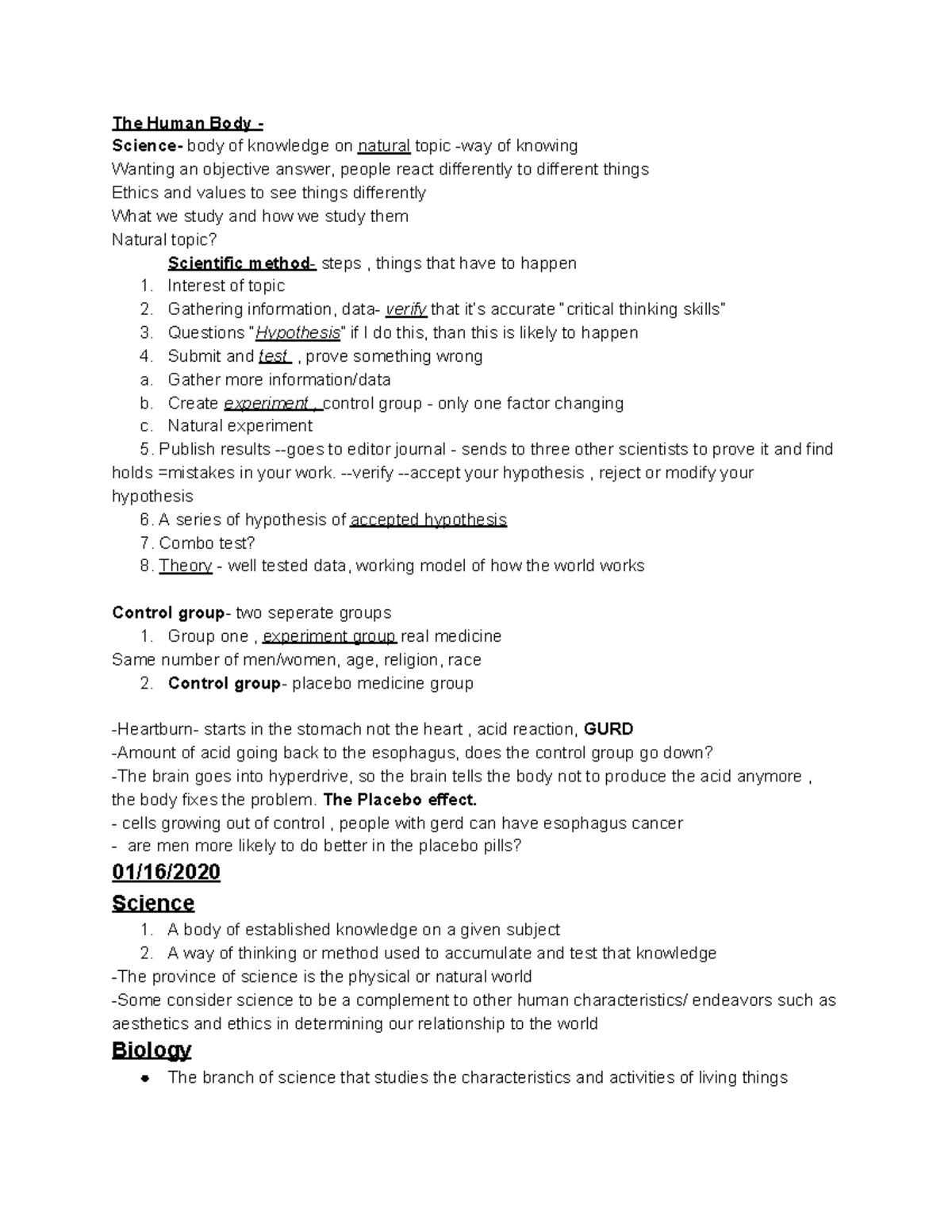 BIO 004 - Human Body: Comprehensive Study Notes - Studocu