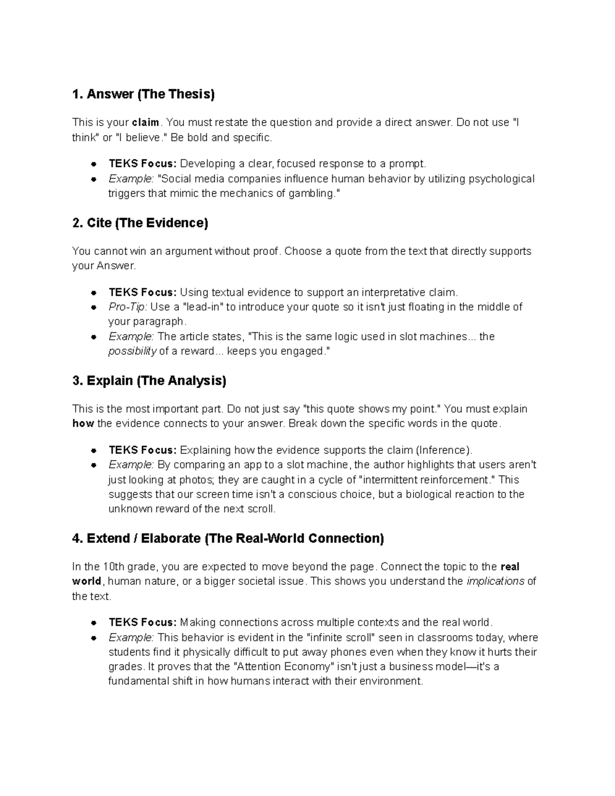1. Thesis Development and Evidence Analysis Notes (ENG 10) - Studocu