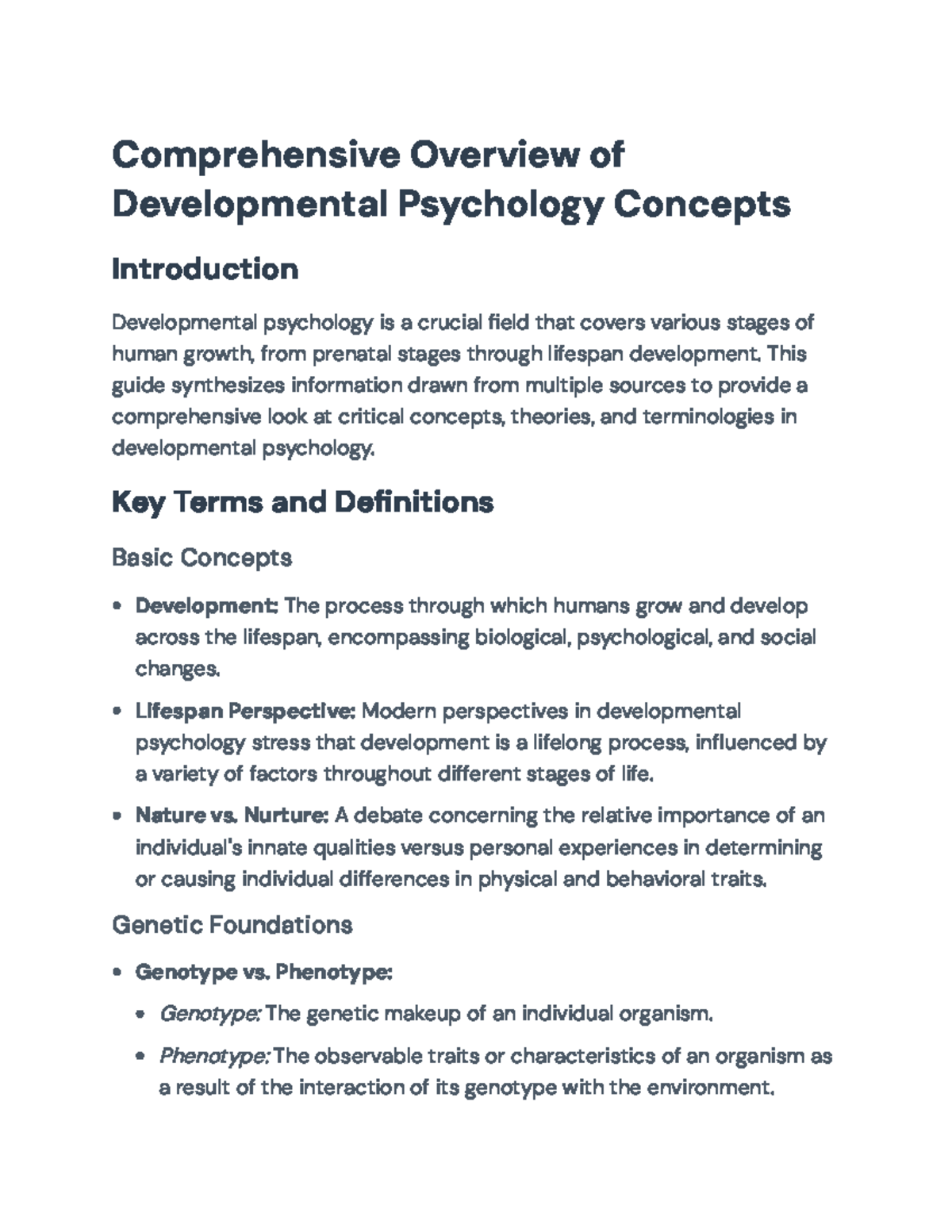 Comprehensive Guide to Developmental Psychology Concepts ...