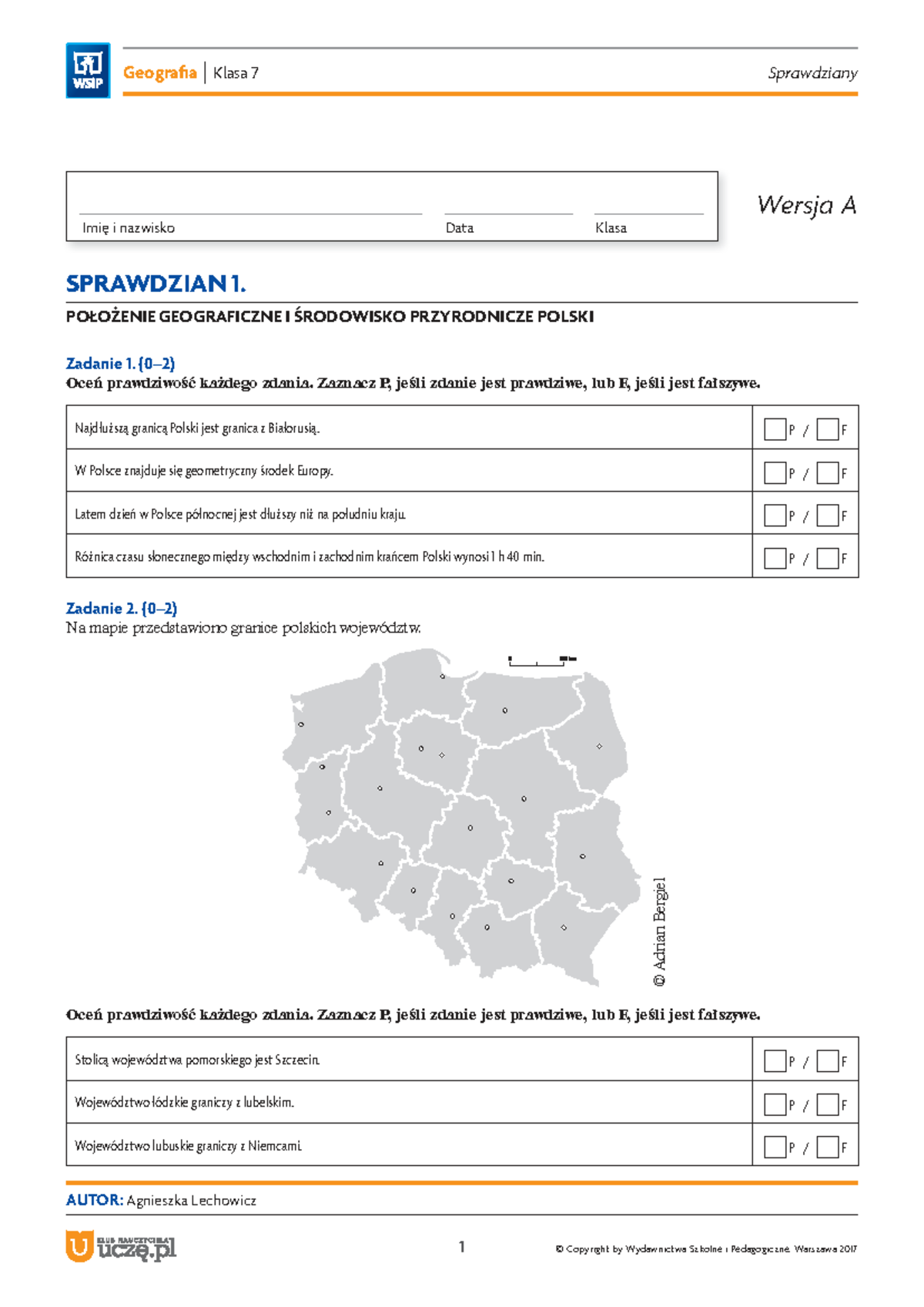 środowisko Geograficzna Polski Cz 1 Sprawdzian
