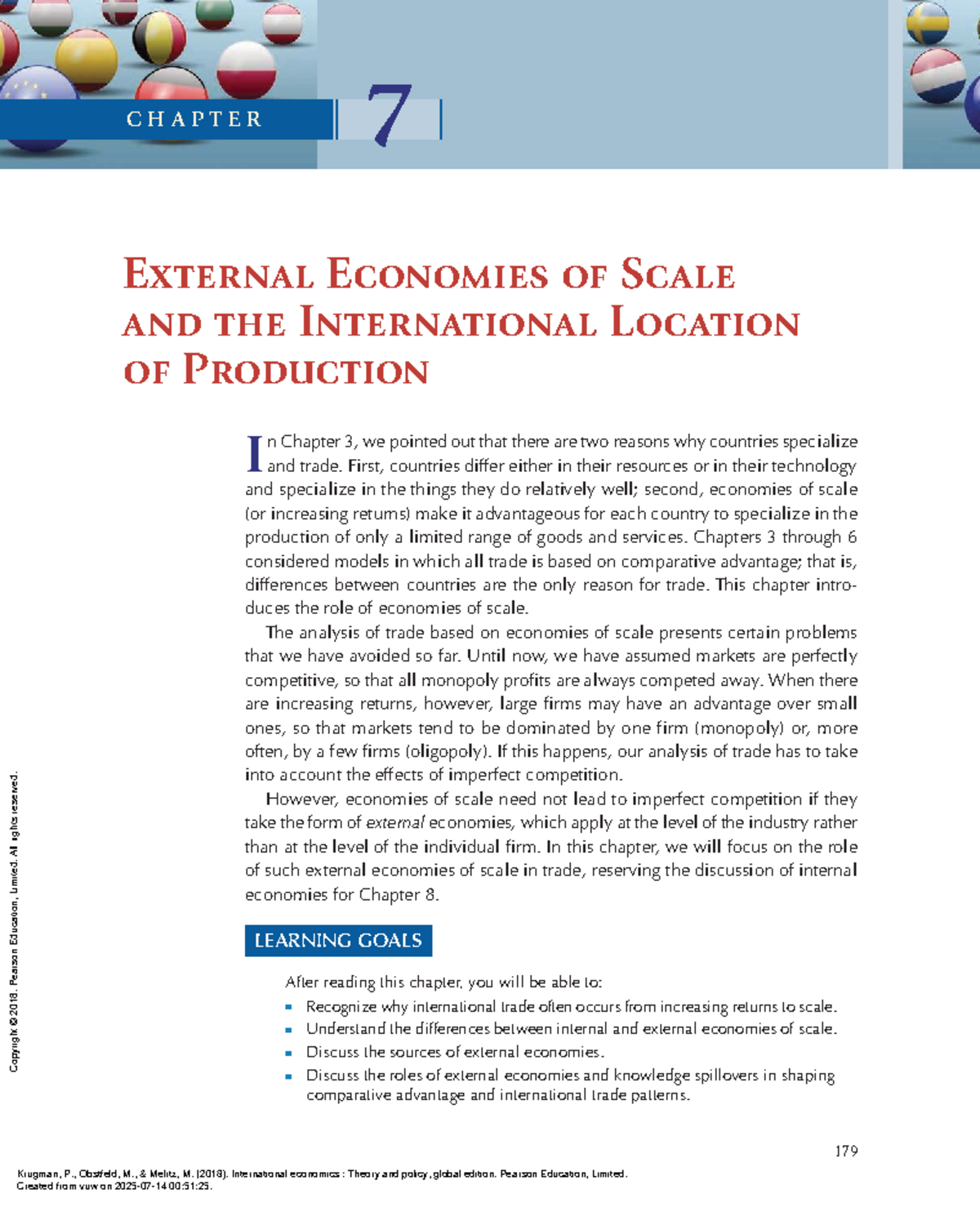 Chapter 7: External Economies of Scale & International Production ...
