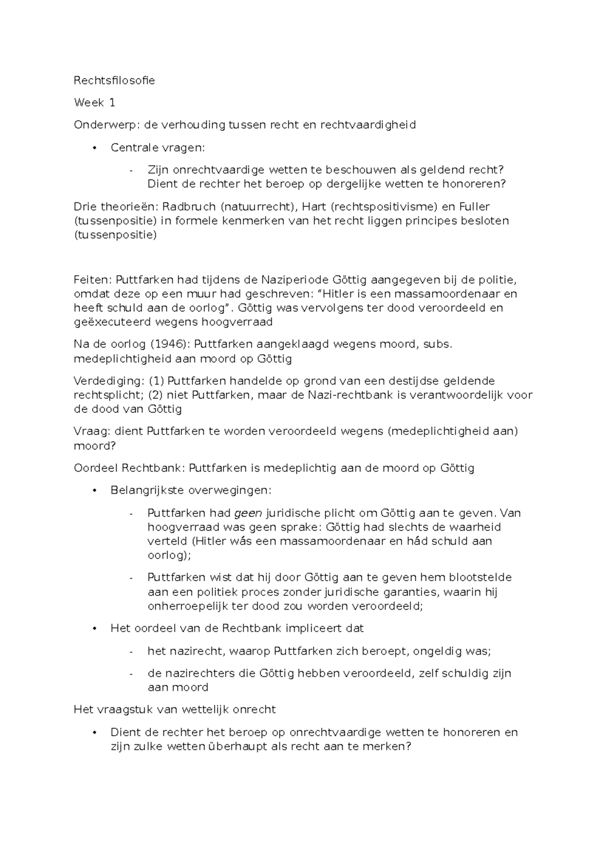 Rechtsfilosofie (Week 1): Rechtvaardigheid vs. Onrecht in Nazirecht ...