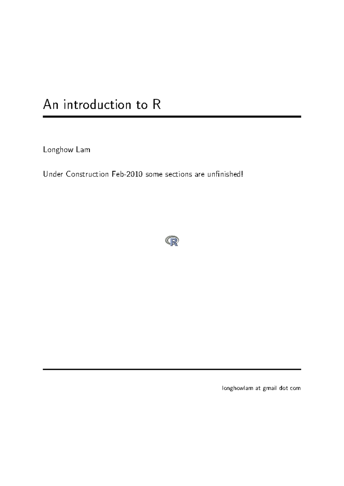 Lam-Intro to R: A Beginner's Guide to R Programming and Usage - Studocu
