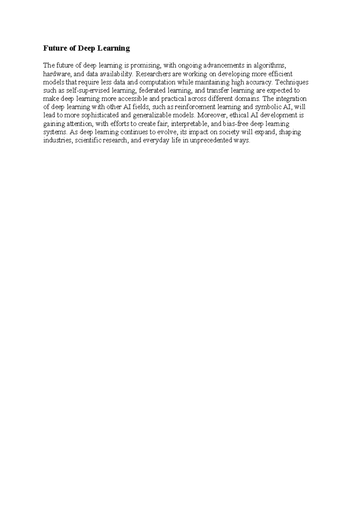 Doc2 - engineering assignment - Future of Deep Learning The future of ...