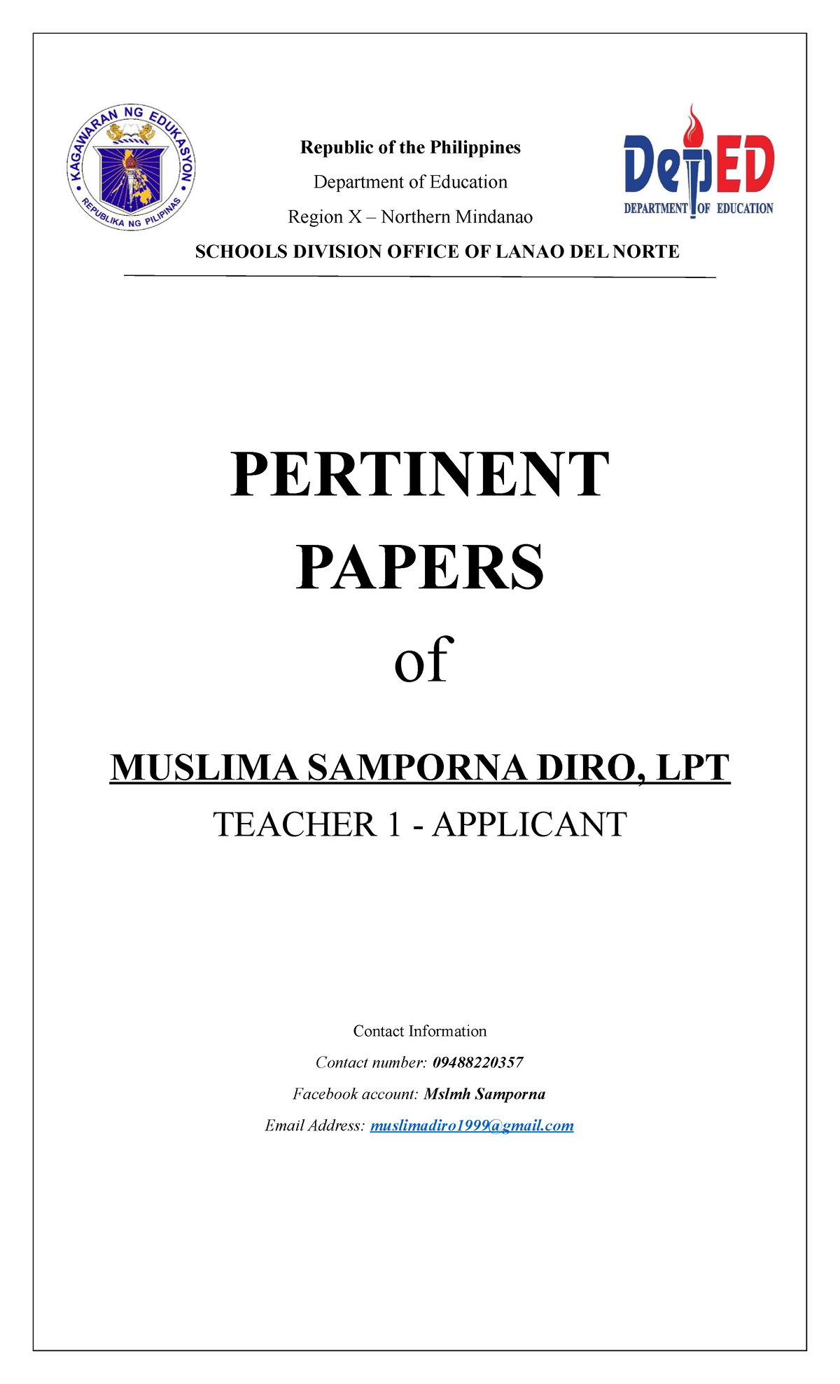 New Pertinent Papers - Keep my documents private. - Republic of the ...