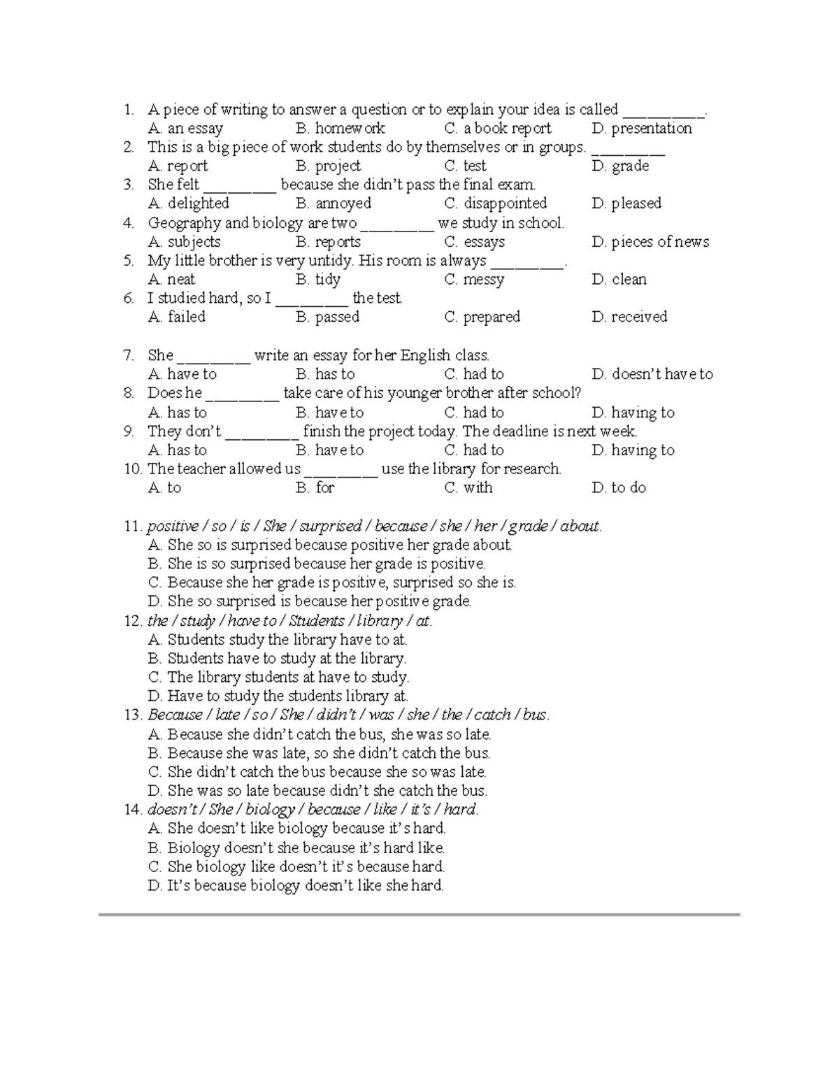 KIỂM TRA UNIT 6 - 15P: Quiz Questions and Answers - Studocu