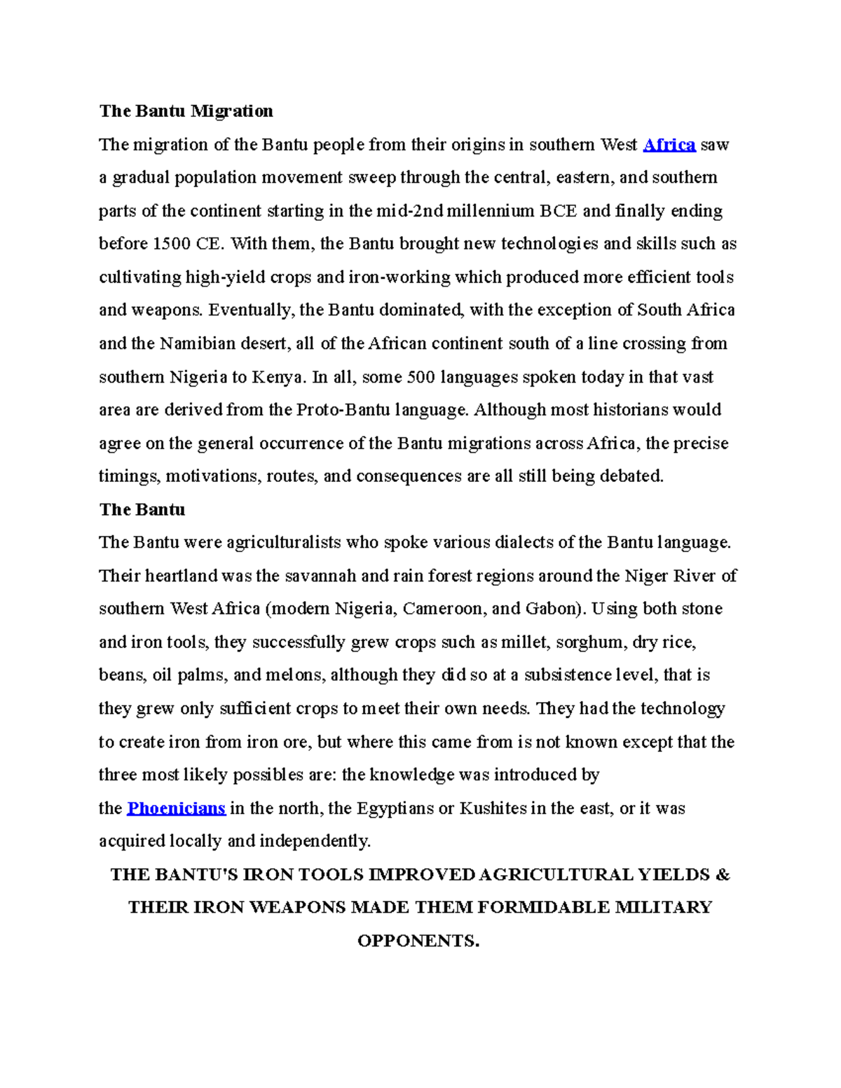 Bantu Migration - Lecture Notes on Ancient African Societies - Studocu