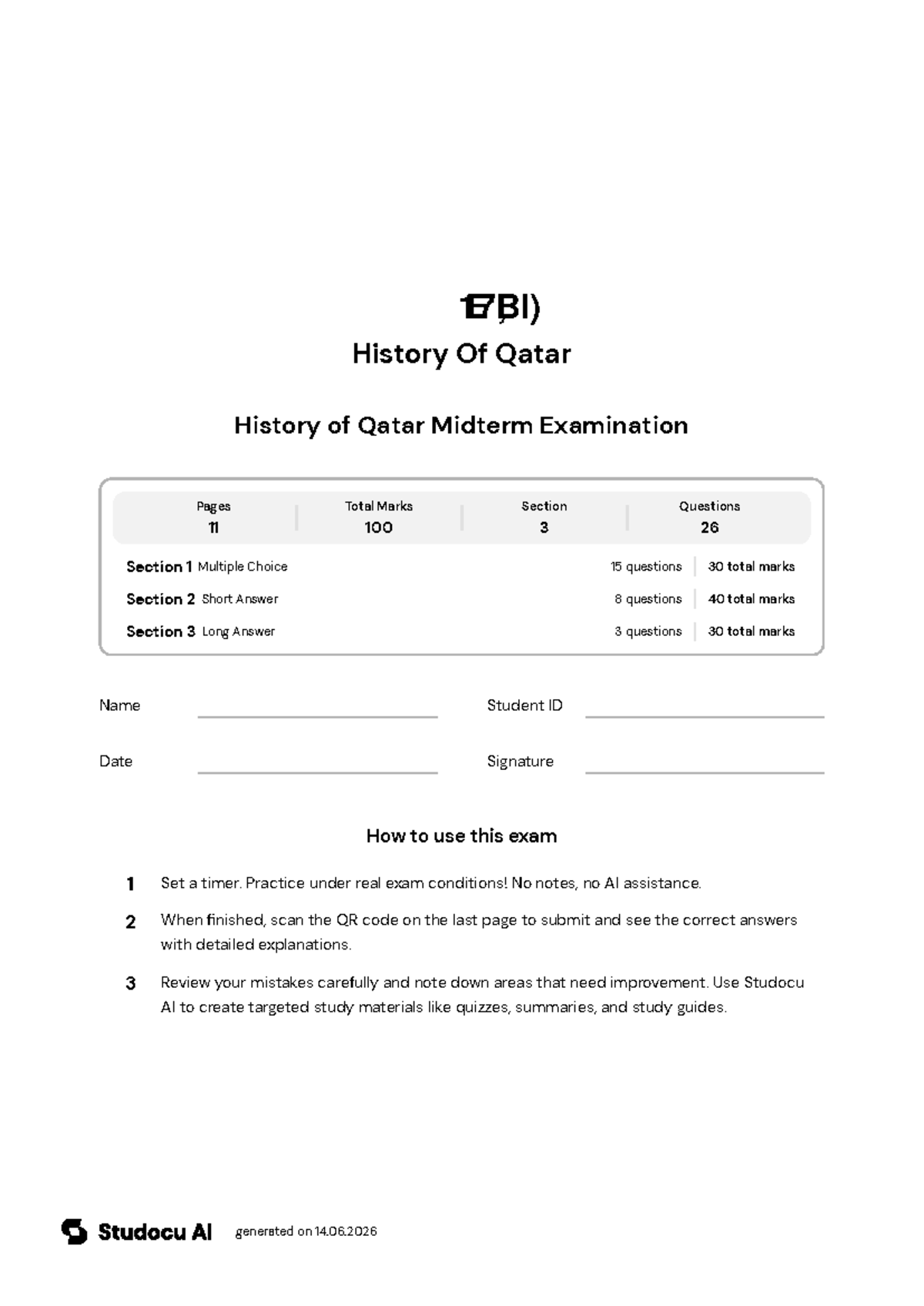 History of Qatar Midterm Exam - Studocu