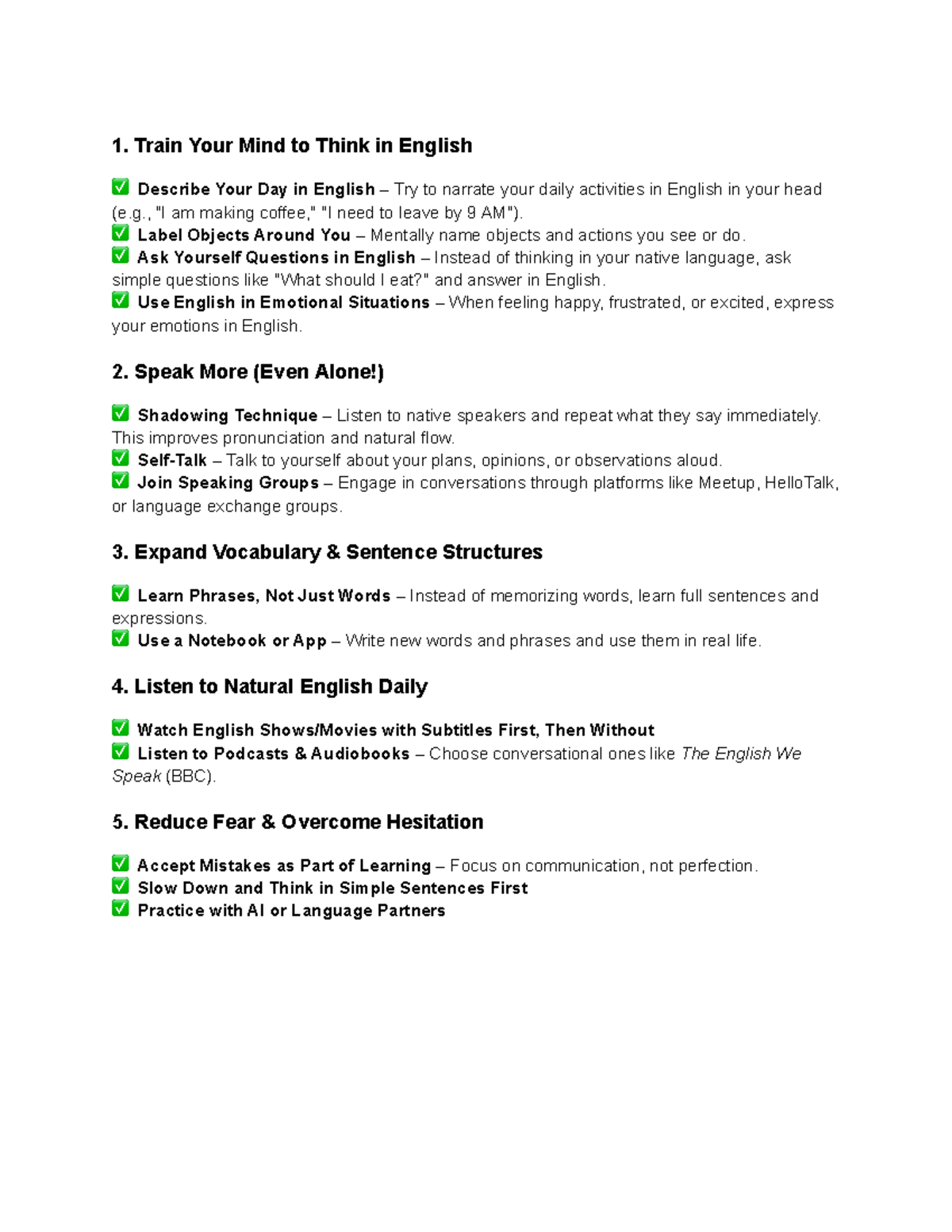 How to be fluent in english - 1. Train Your Mind to Think in English ...