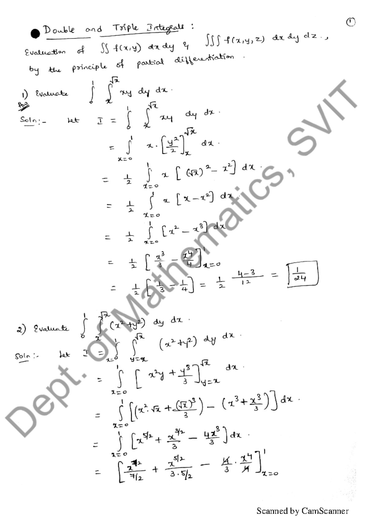 Module 4 - Integral Calculus - 1 Double and Triple Integrals ...