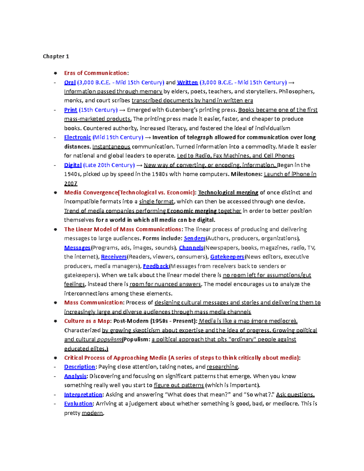 Chapter 1 & 2: Eras of Communication and Media Analysis - Studocu