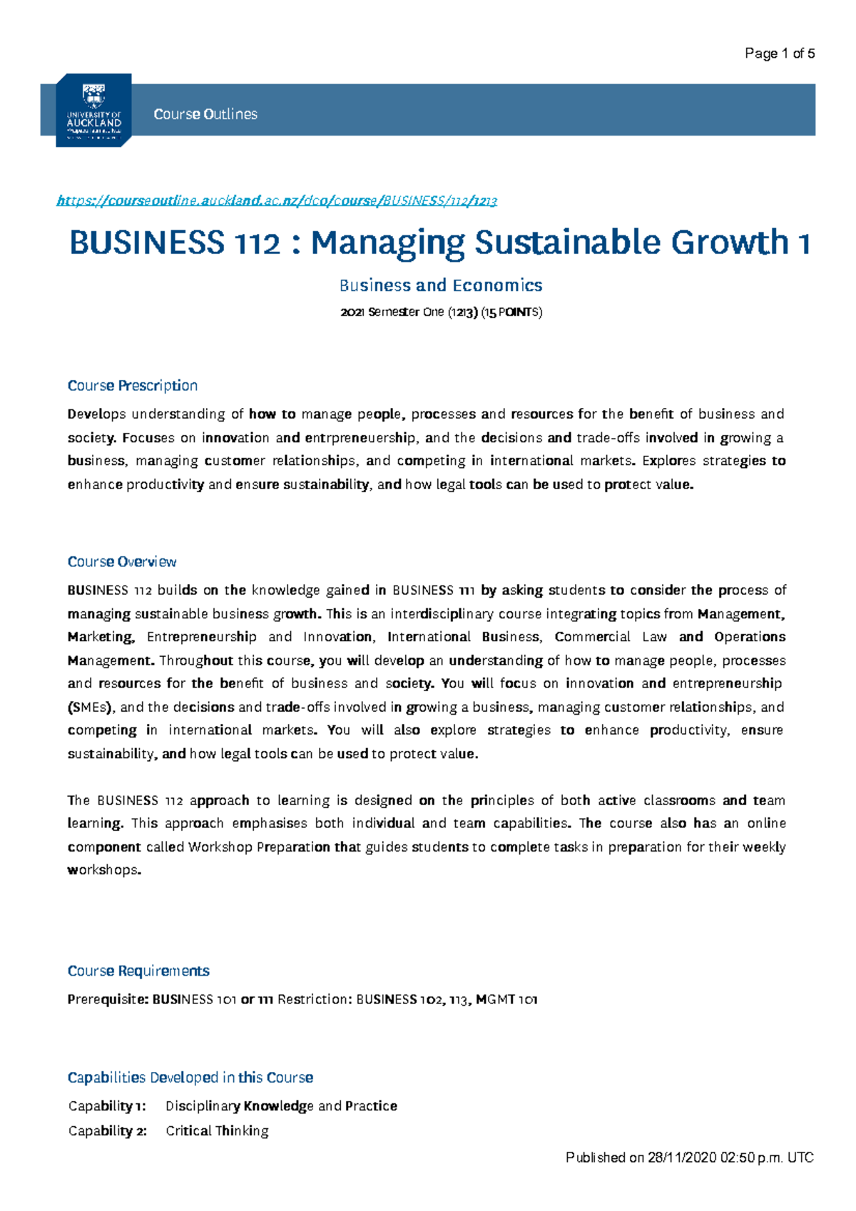 Business 112 - Outline - CourseCourse OutlinesOutlines - Studocu