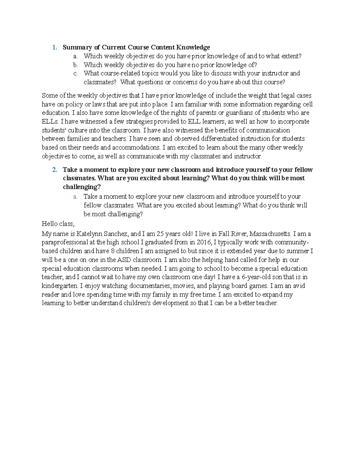 So CCCK-Class Intro - ESL-436 - Summary of Current Course Content ...