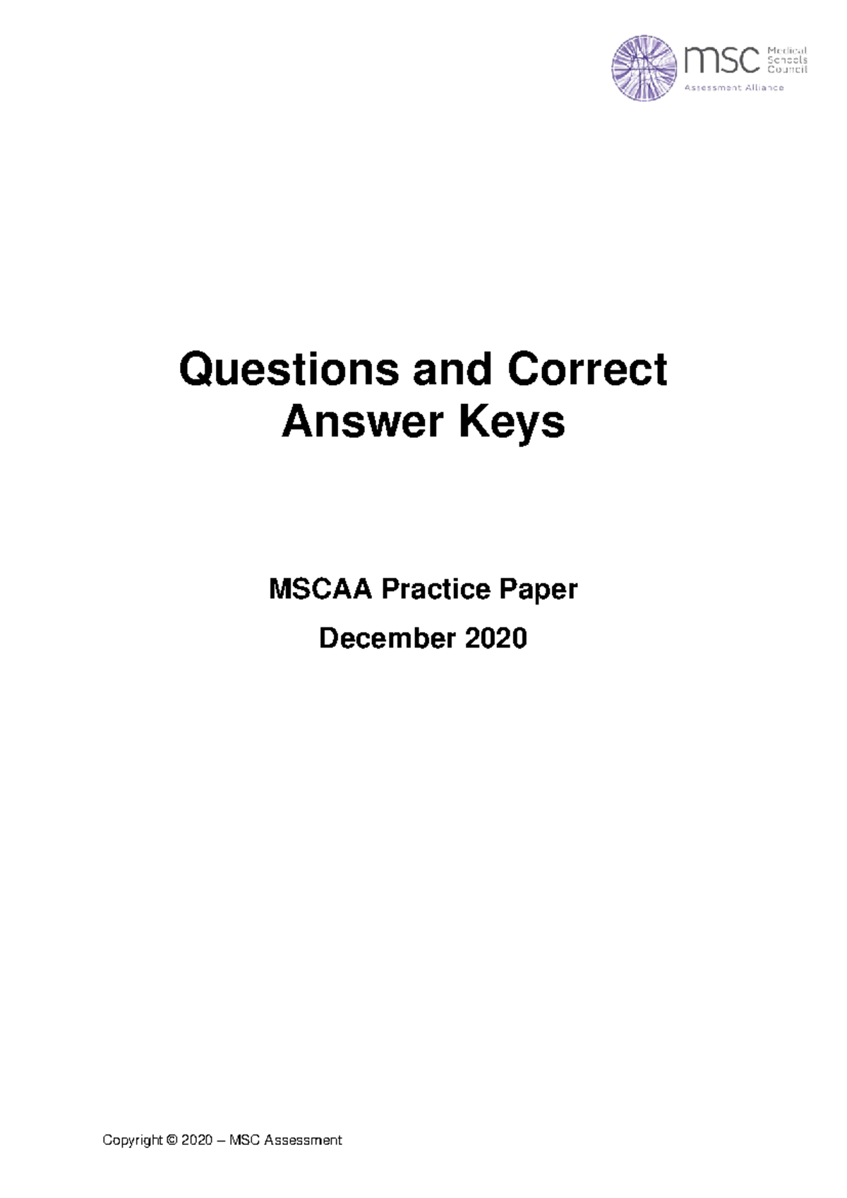 MSCAA Past Exam Questions & Answers: December 2020 Practice Paper - Studocu