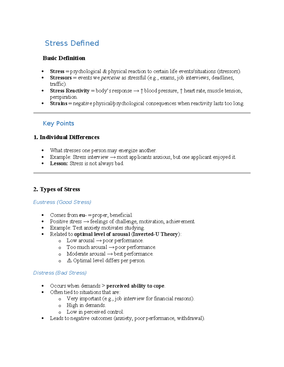 Chapter 15 (IO) - Stress: Definitions, Types, and Consequences - Studocu