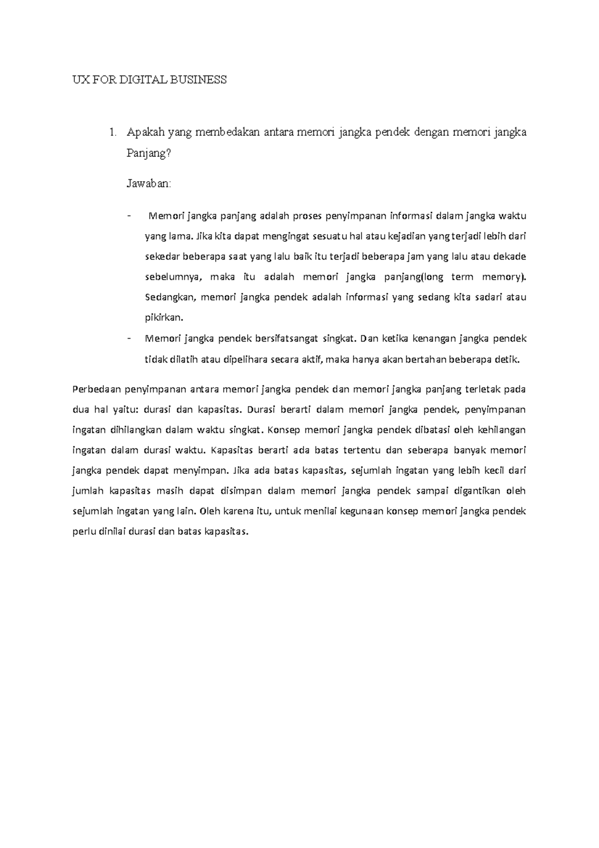 UX for Digital Business TP 2: Memori, Chunking & Desain UI - Studocu