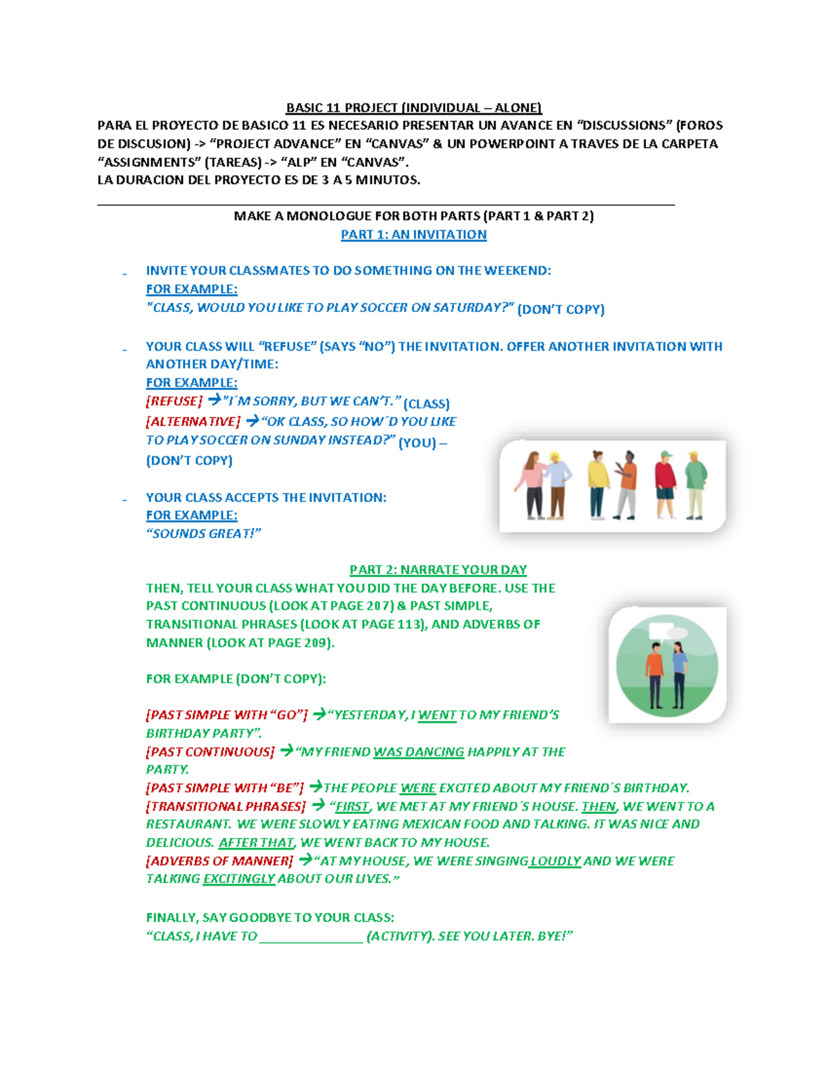 BASIC 11 PROJECT: MONOLOGUE INVITATIONS & NARRATION GUIDELINES - Studocu