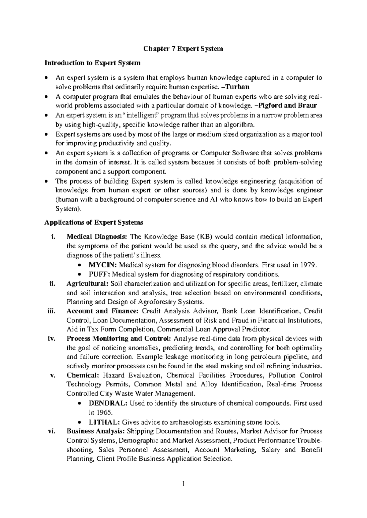 Unit 7 - AI Notes: Introduction to Expert Systems and Applications ...