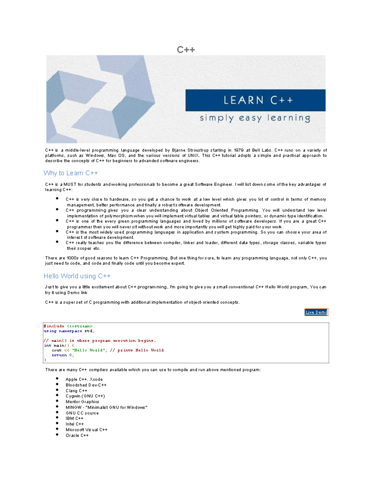C++ Programming Overview: Essential Concepts and Applications - 1231231 ...