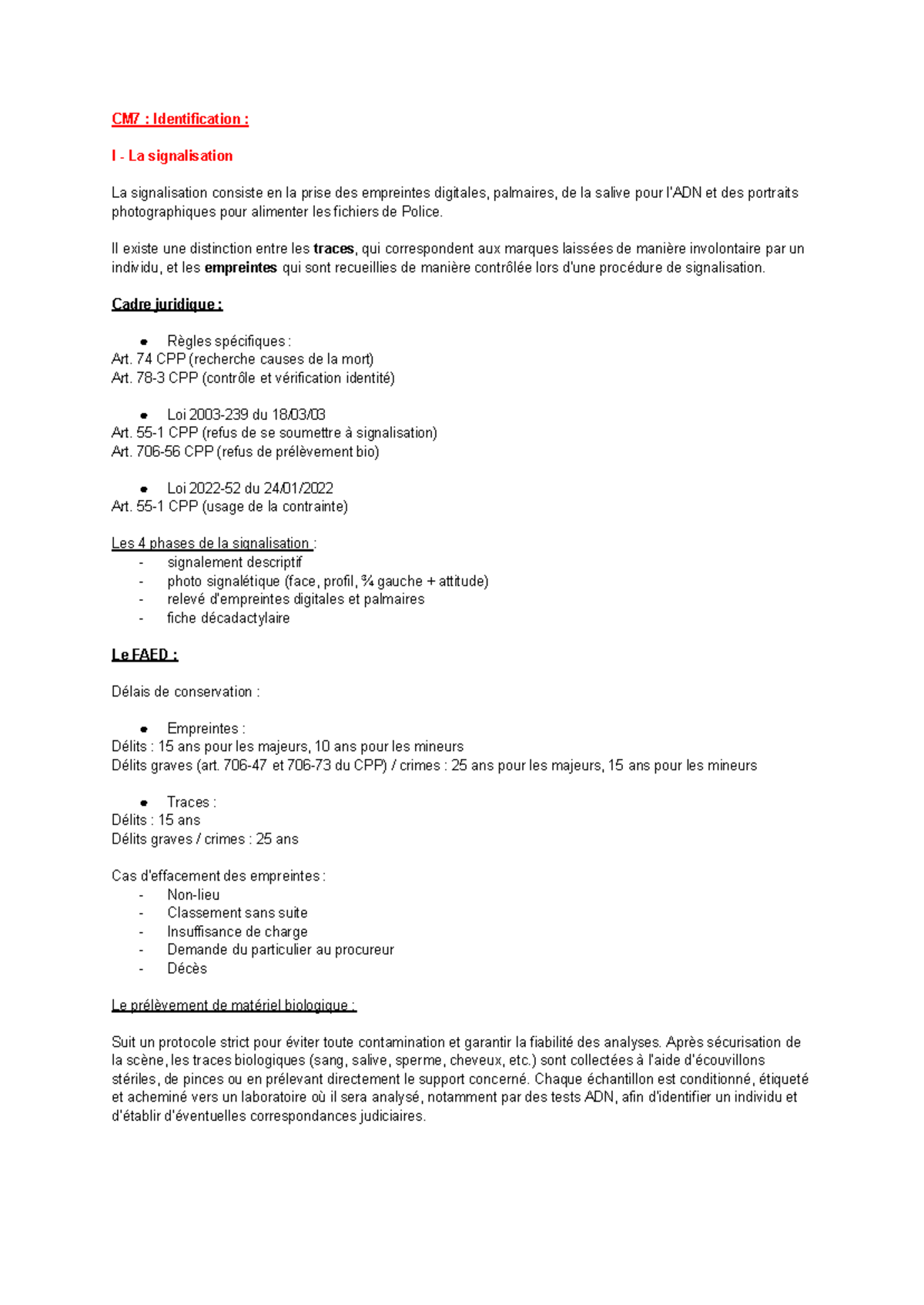 CM7: Identification Techniques in Forensic Science and Profiling - Studocu
