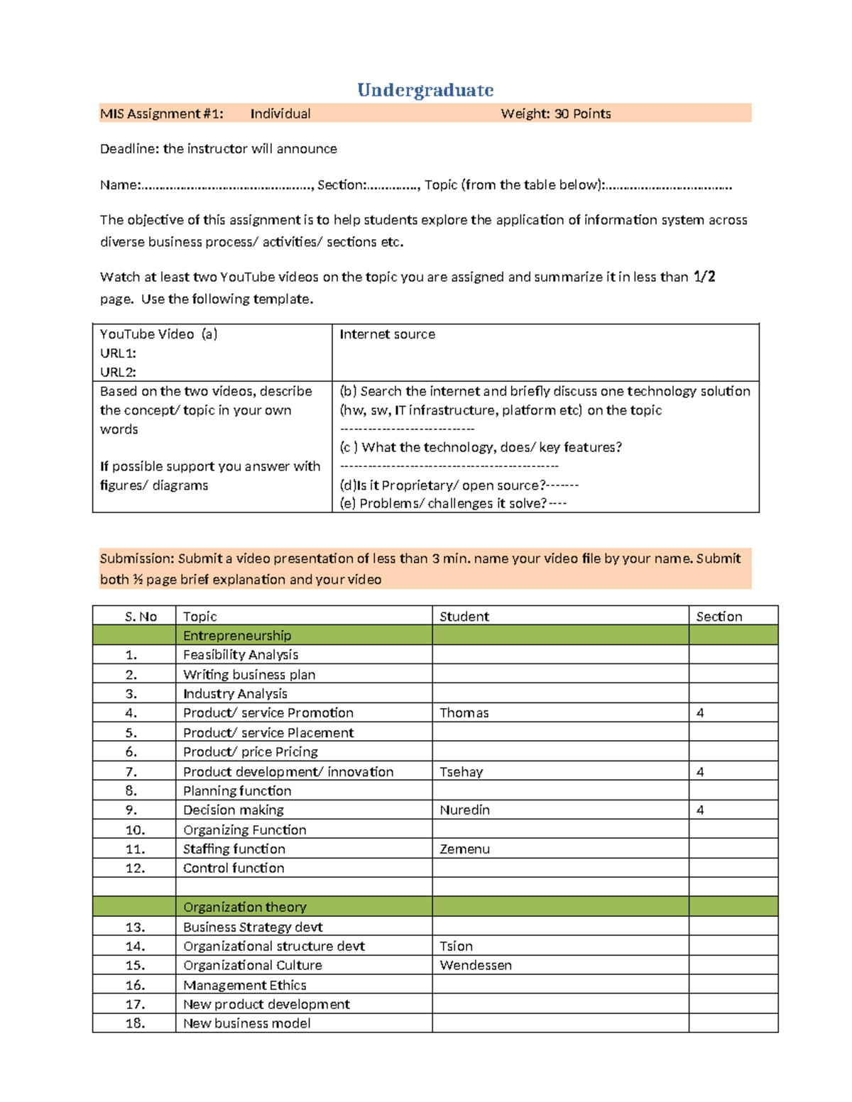 MIS 101 - Assignment 1: Exploring Info Systems in Business Processes ...