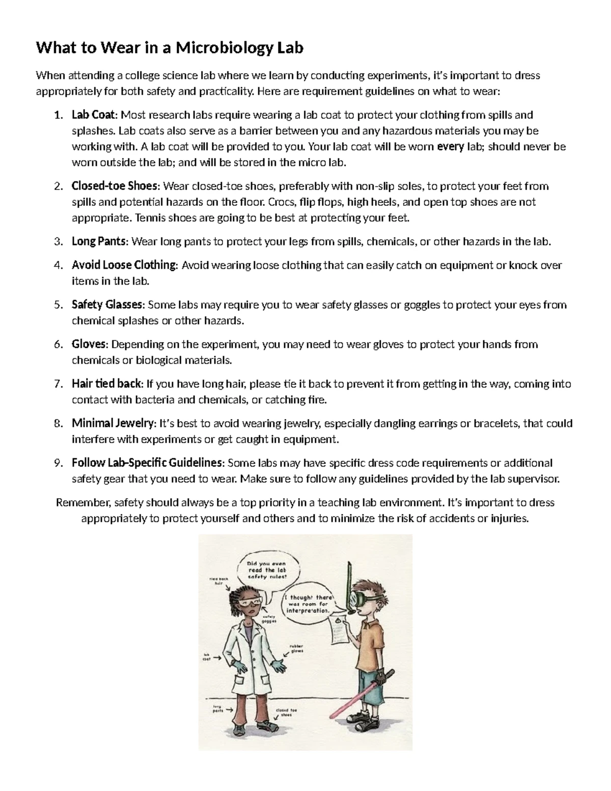 Microbiology Lab Orientation & Safety Guidelines (Fall 2024 - TWU MICRO ...