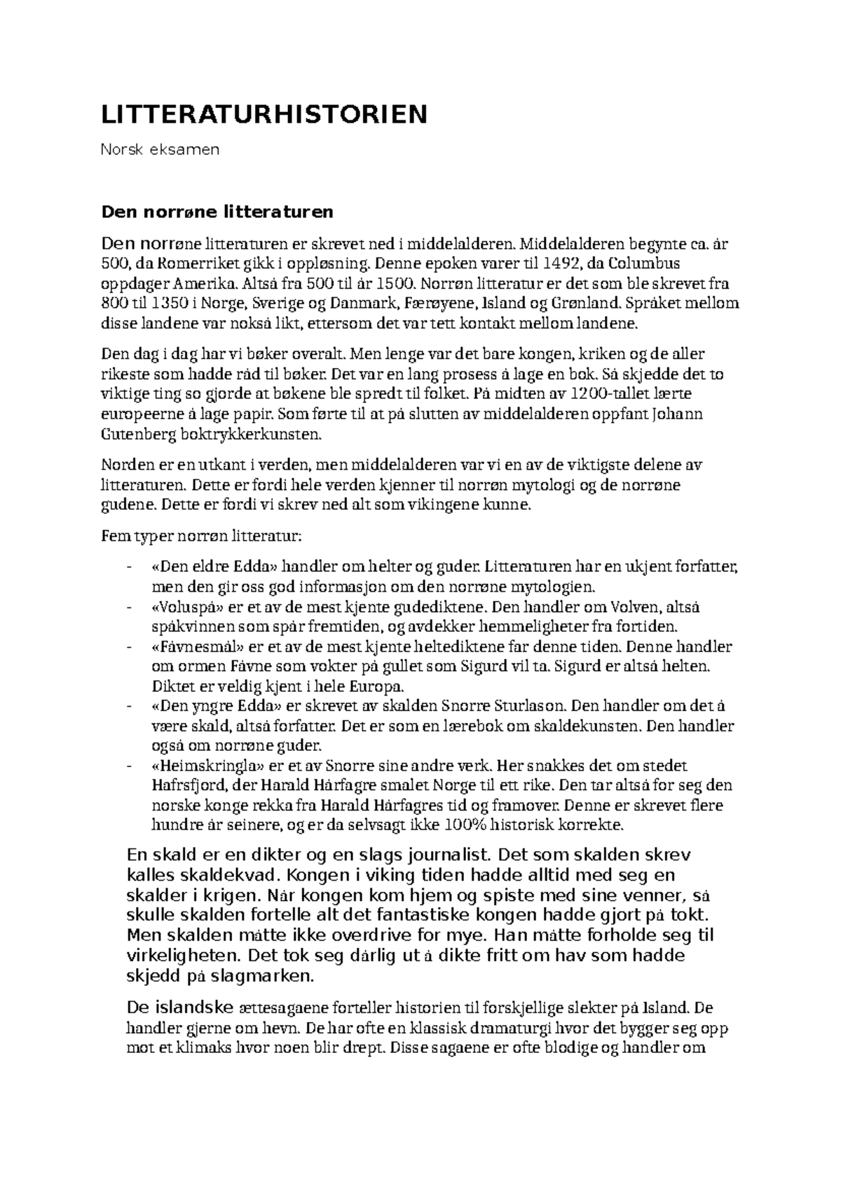 Norsk litteraturhistorie: Norrøn, renessanse og romantikk (NORSK101 ...