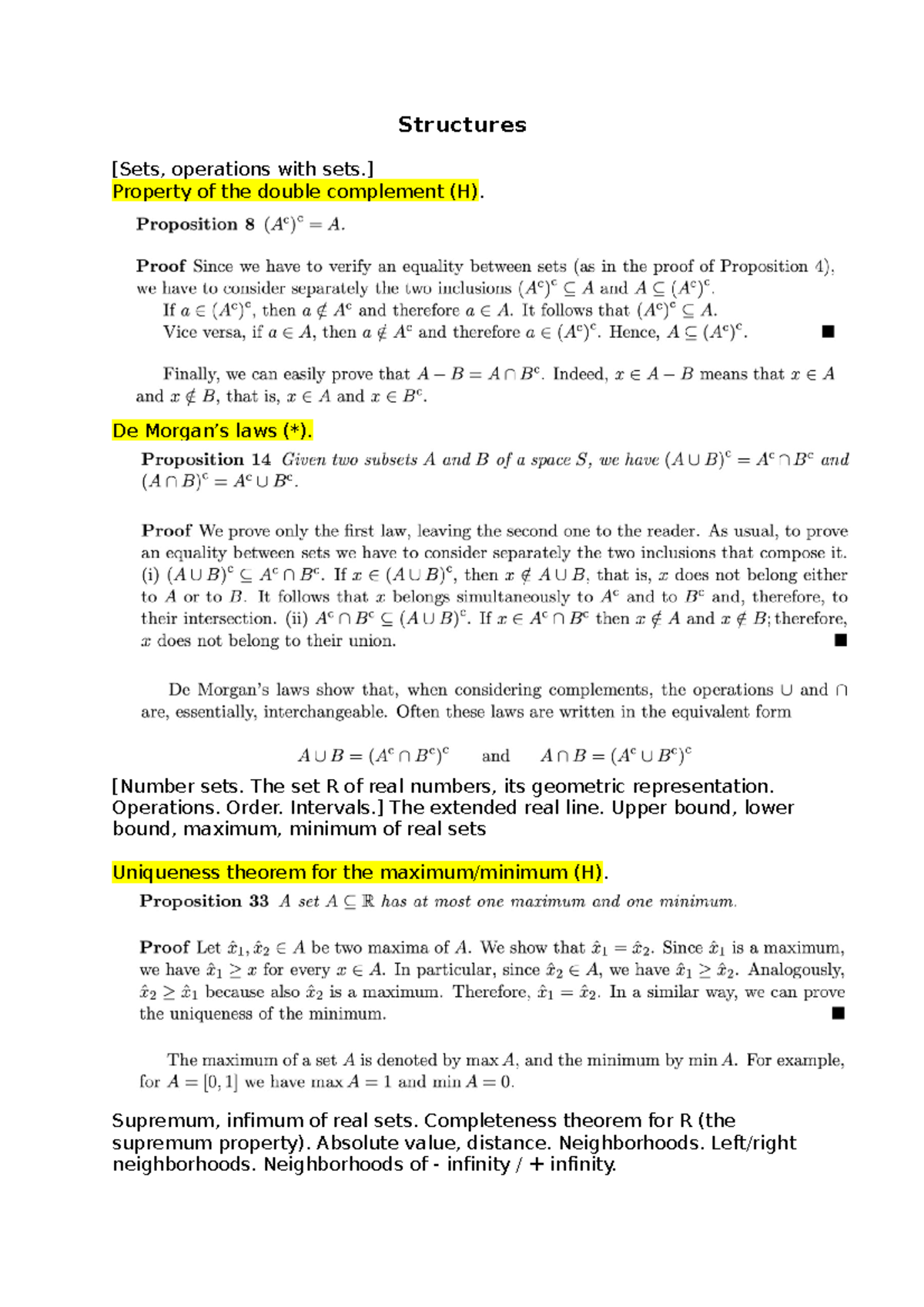 Proofs 1: Key Concepts in Set Theory, Functions, and Sequences - Studocu