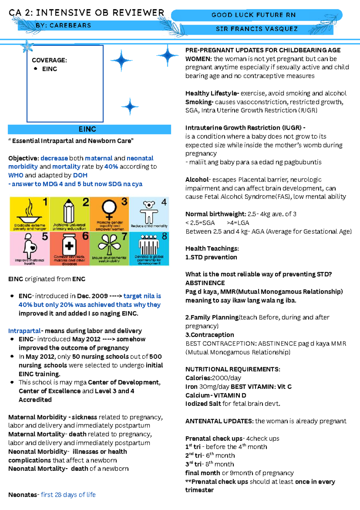 CA 2: INTENSIVE OB REVIEWER - CAREBEARS FOR CHILDBEARING AGE WOMEN ...