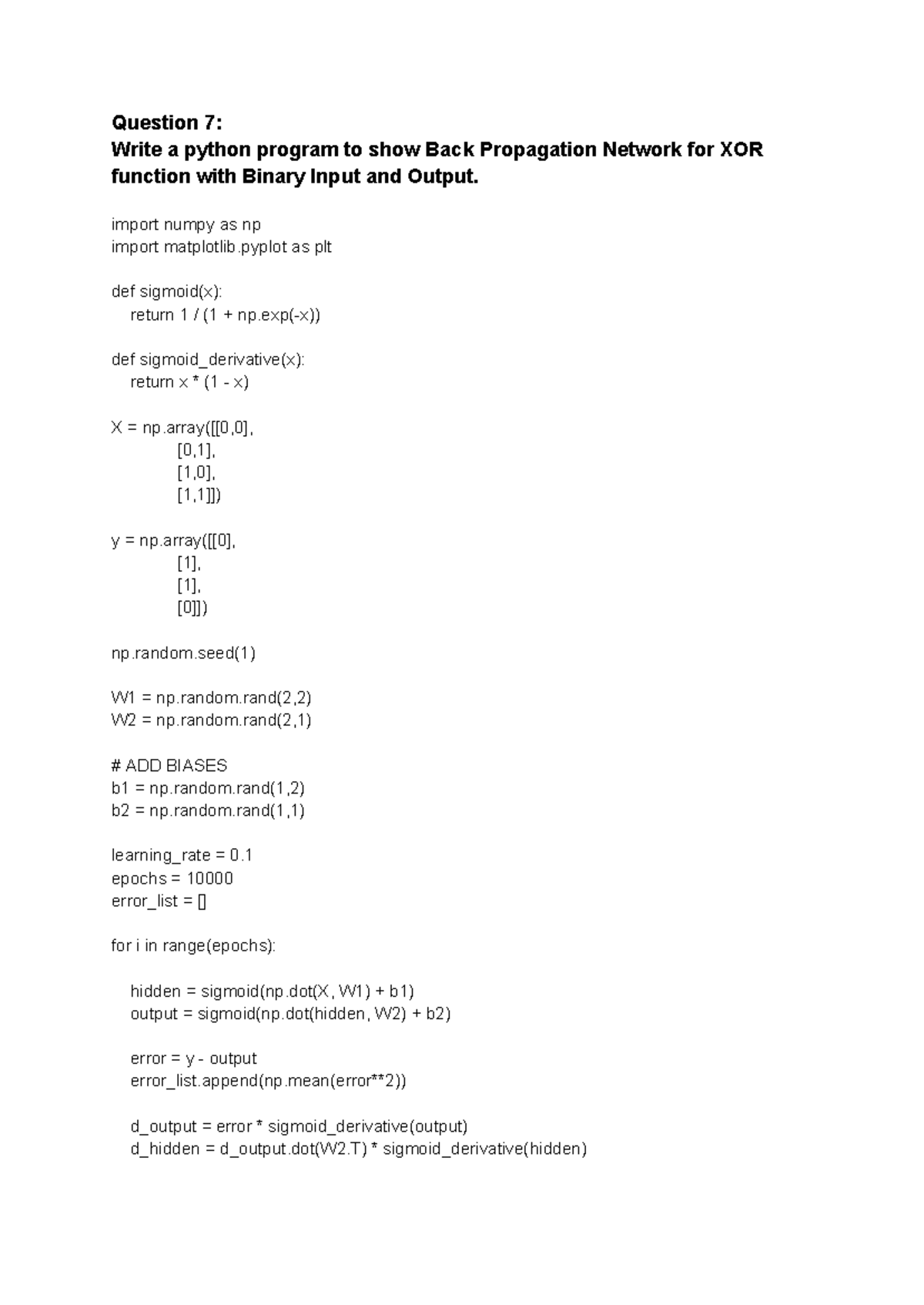 ANN MOCK 1 - Practical Solutions for Lab Exam Problems 1 to 7 - Studocu