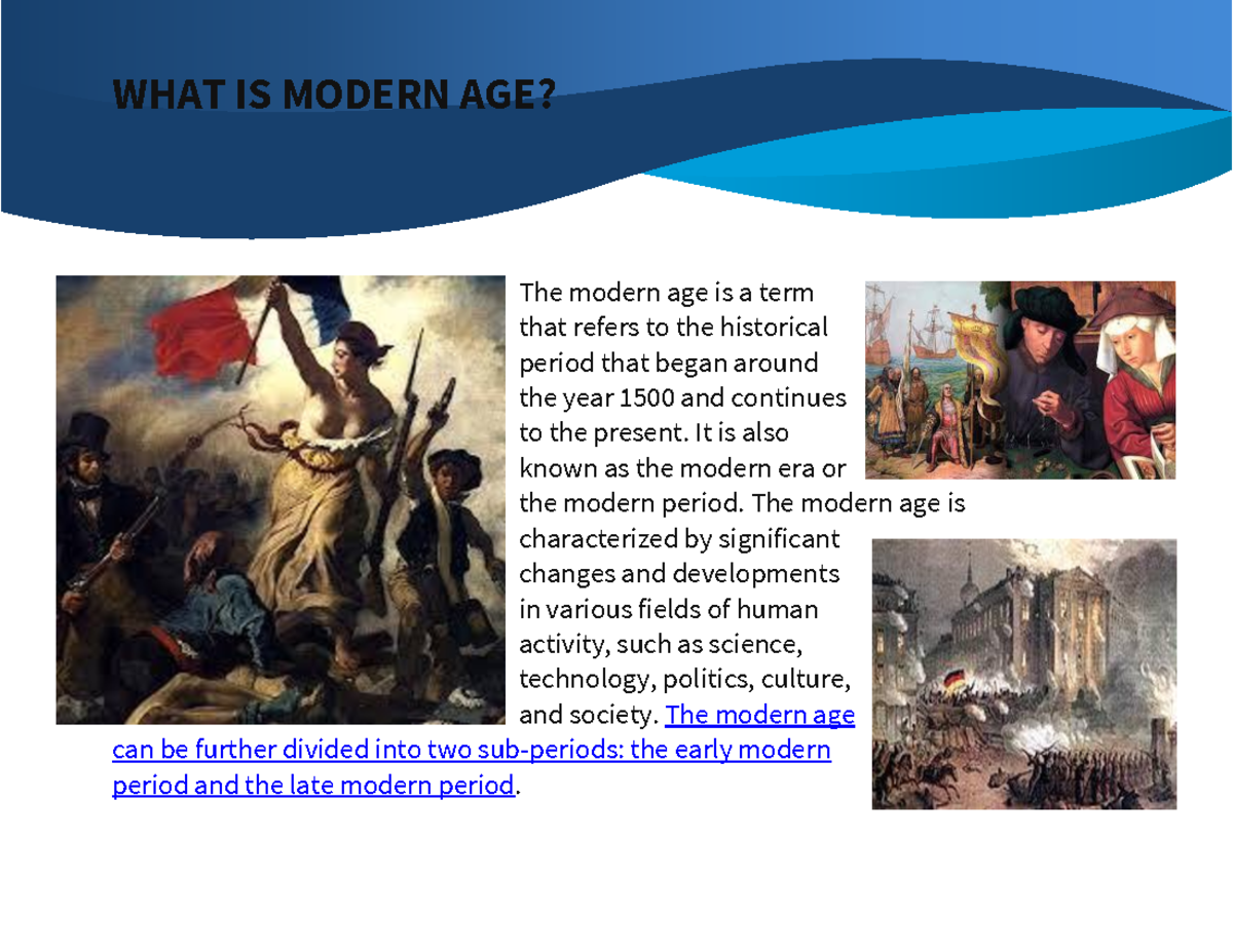 WHAT IS Modern AGE - Discussion notes on Historical Antecedents (Middle ...