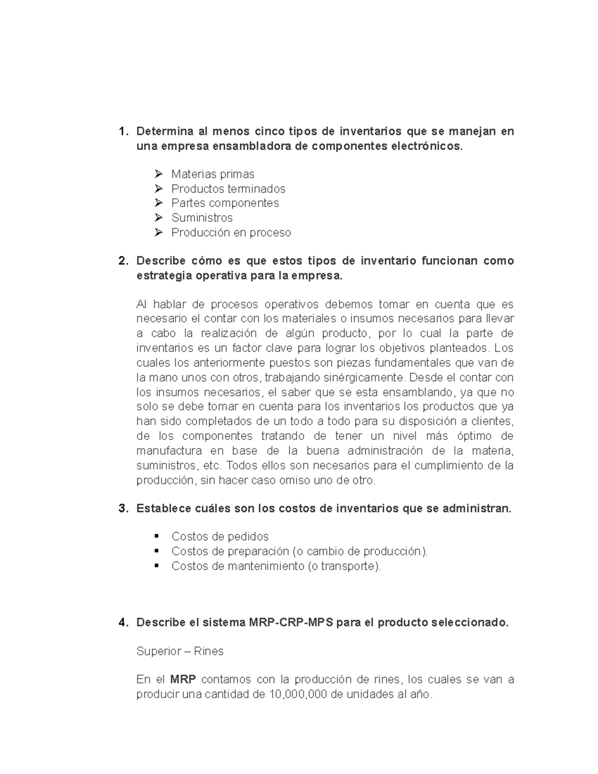 Actividad 2: Estrategias de Inventarios y Sistemas MRP-CRP-MPS en ...