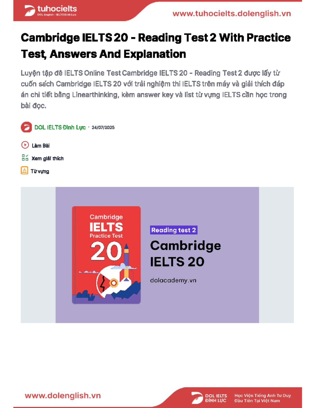 Cambridge IELTS 20 Reading Test 2: Practice, Answers & Explanations ...