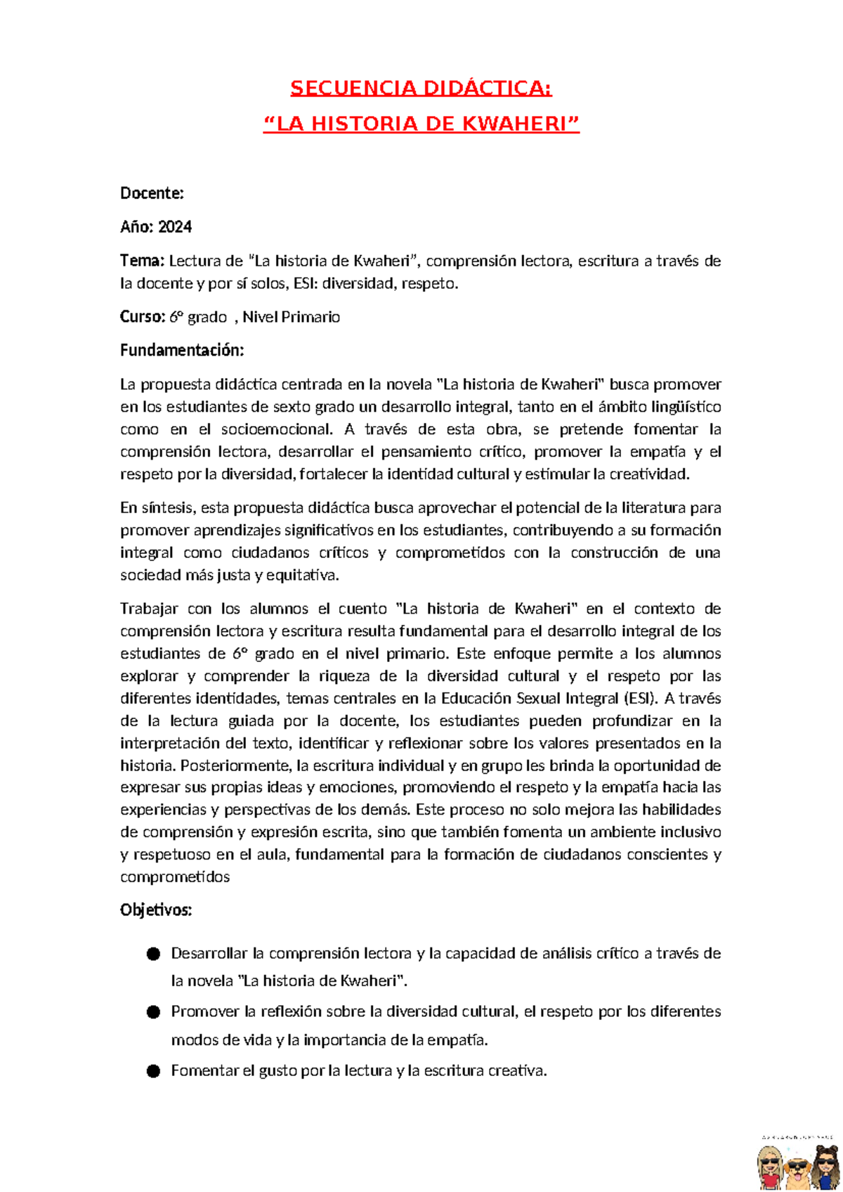 Secuencia Didáctica: Comprensión Lectora de 