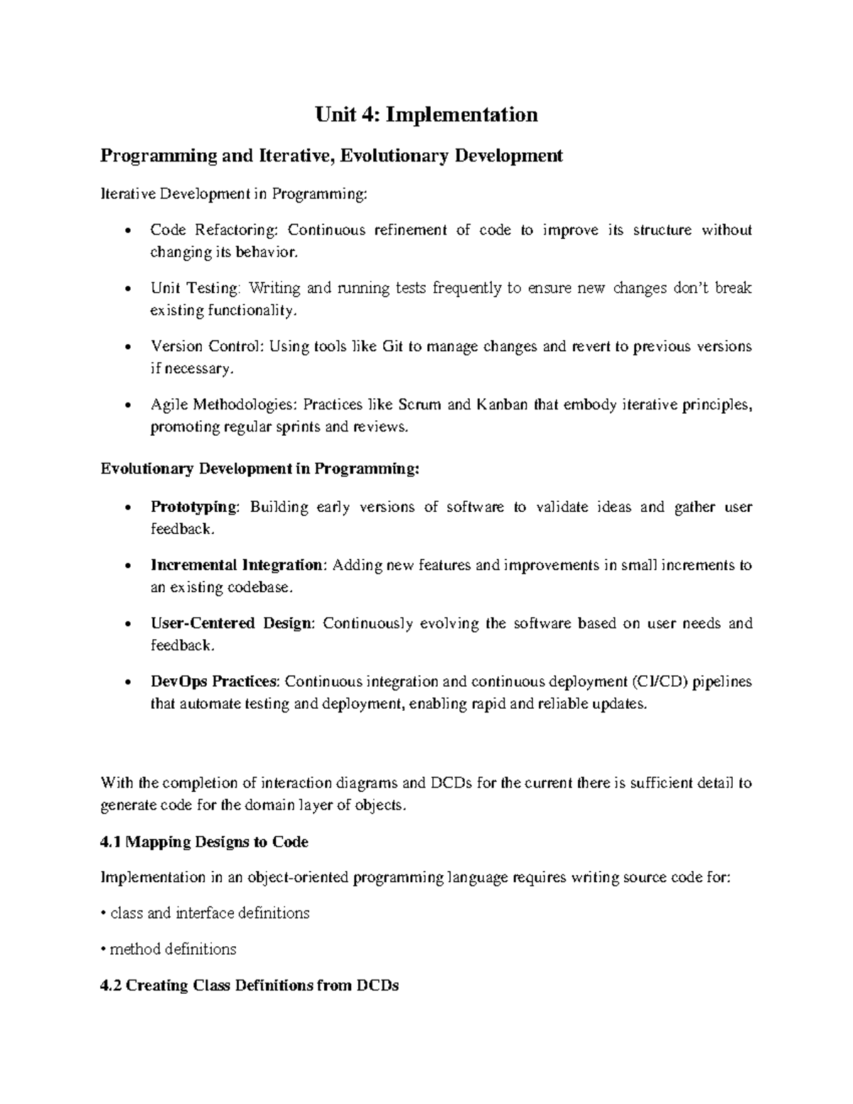 Unit 4: Implementation Programming & Iterative Development Overview ...