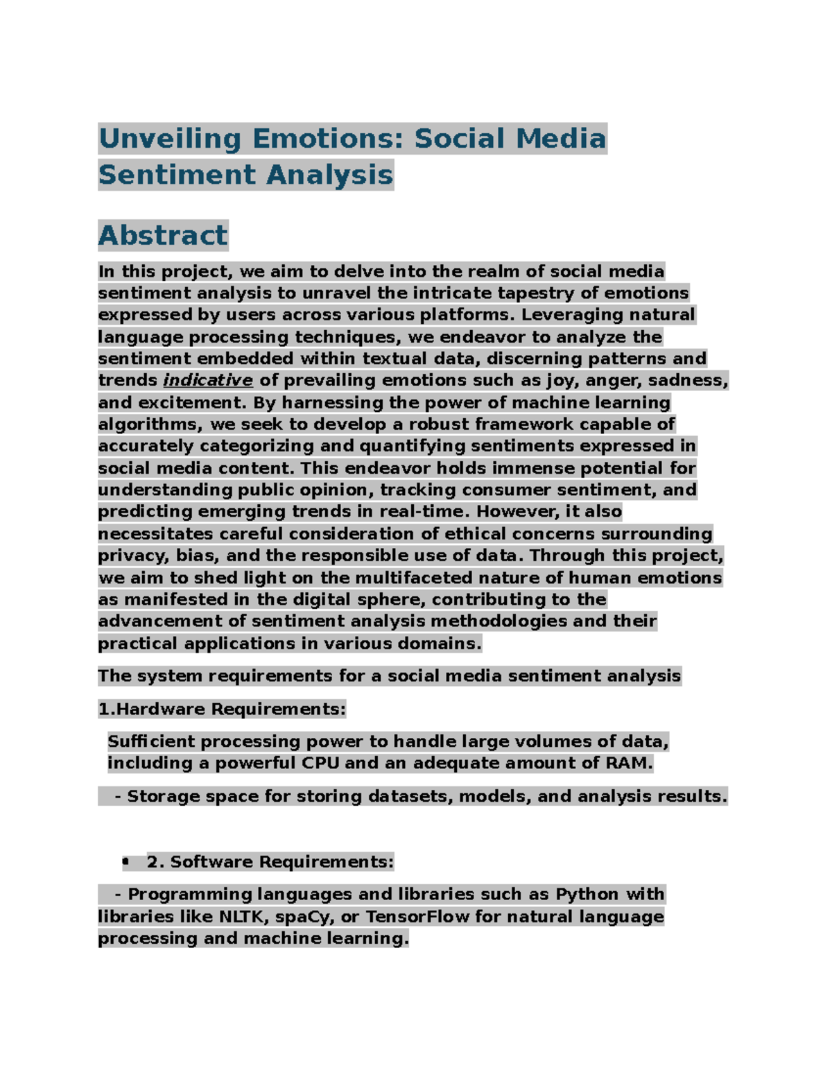 Document - Not much as better than yours - Unveiling Emotions: Social ...