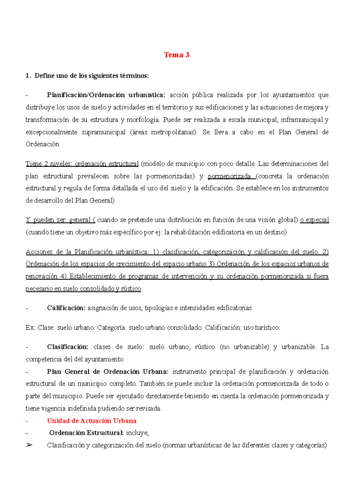 Temas 3 y 4: Teoría de Urbanismo y Planificación Territorial - Studocu