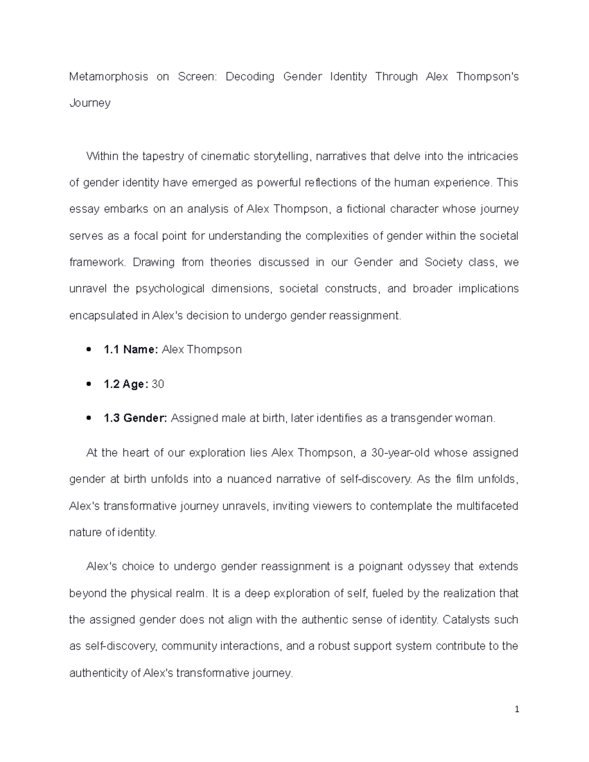 Film Analysis 10% - Metamorphosis on Screen: Decoding Gender Identity ...