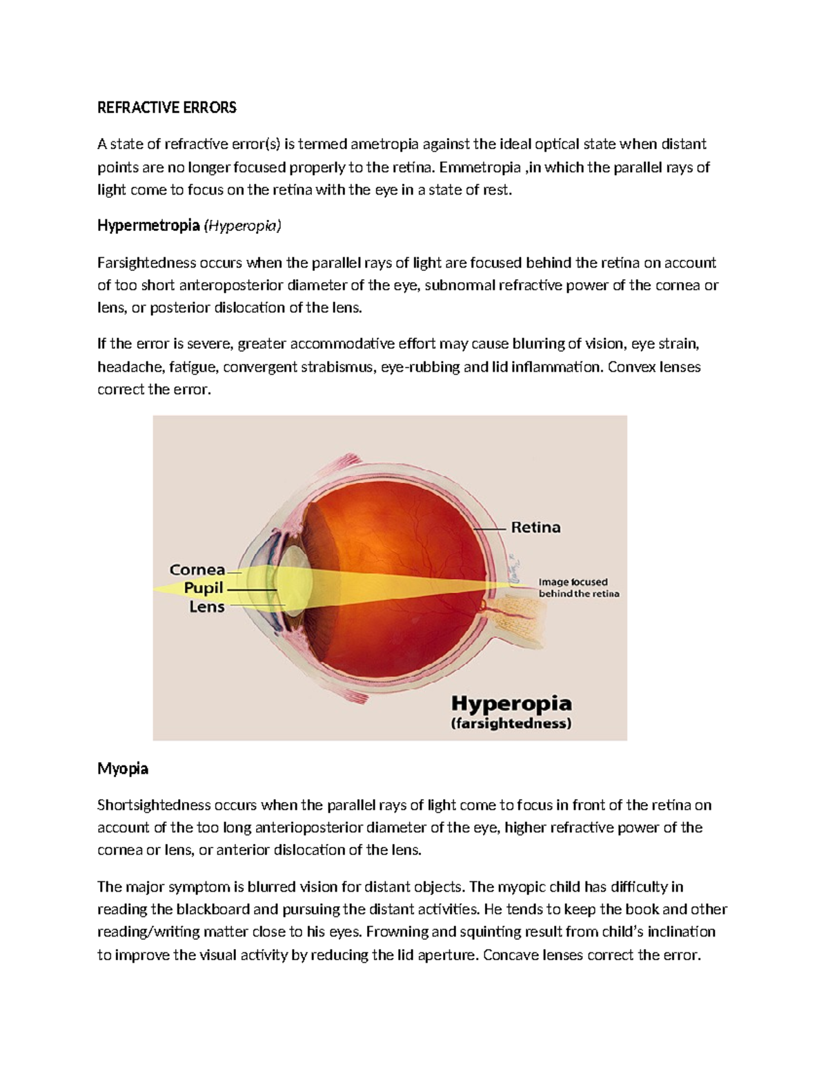 Refractive Errors - ENT Notes (Final Exam Review) - Studocu