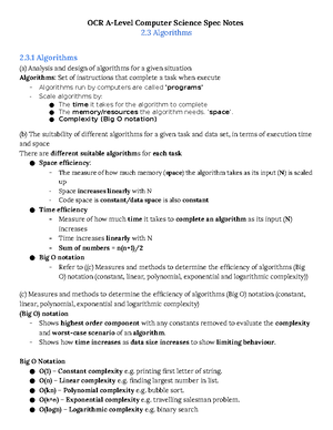 Computer Science overview notes - Compsci 1033B – Final Exam Notes ...