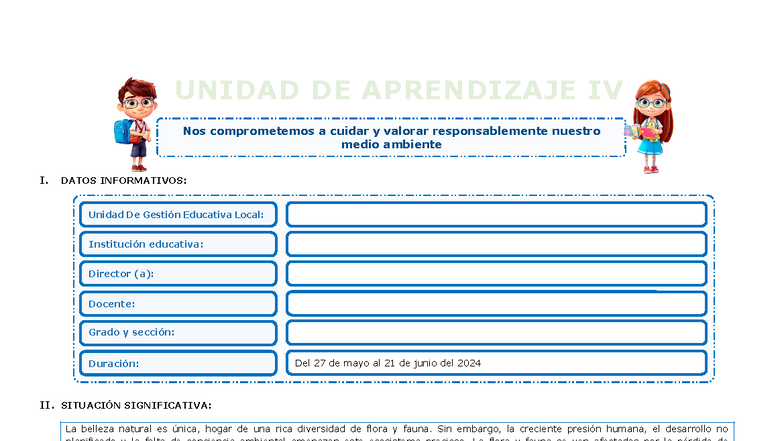 Unidad de Aprendizaje IV: Cuidado del Medio Ambiente - 3º Grado - Studocu