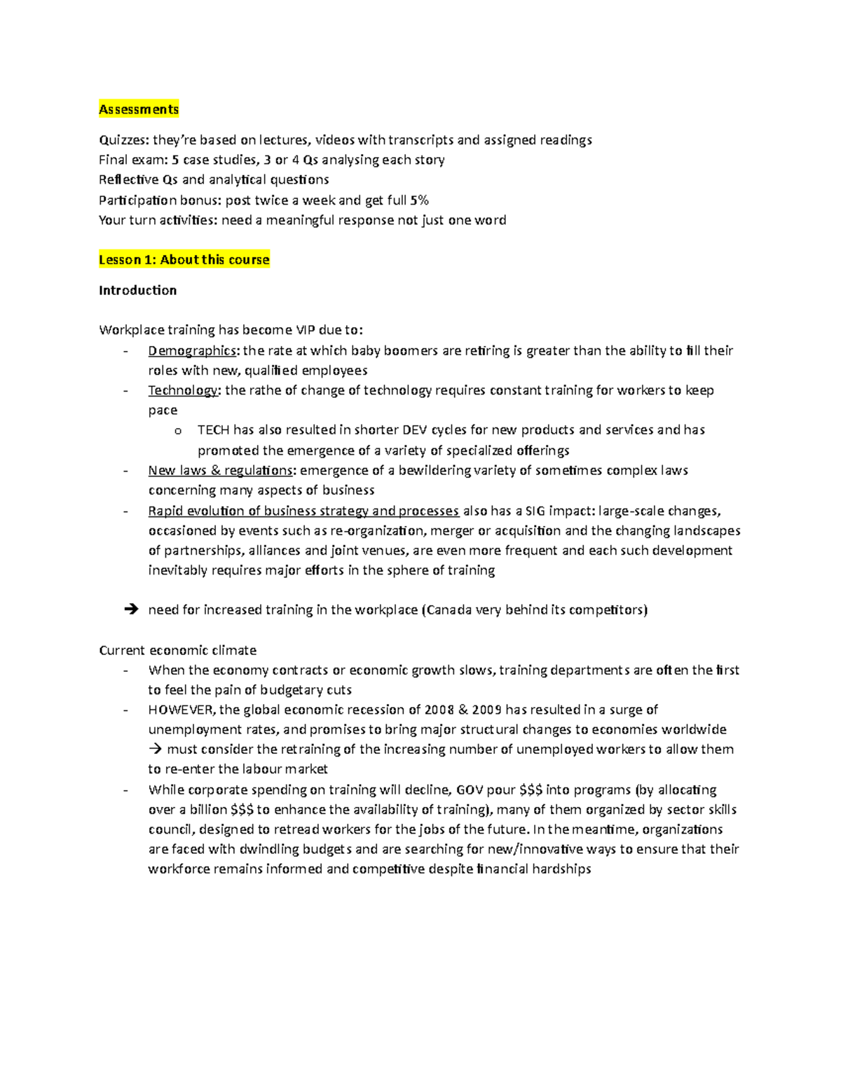 Lesson 1 & 2: introduction and the training and development process ...