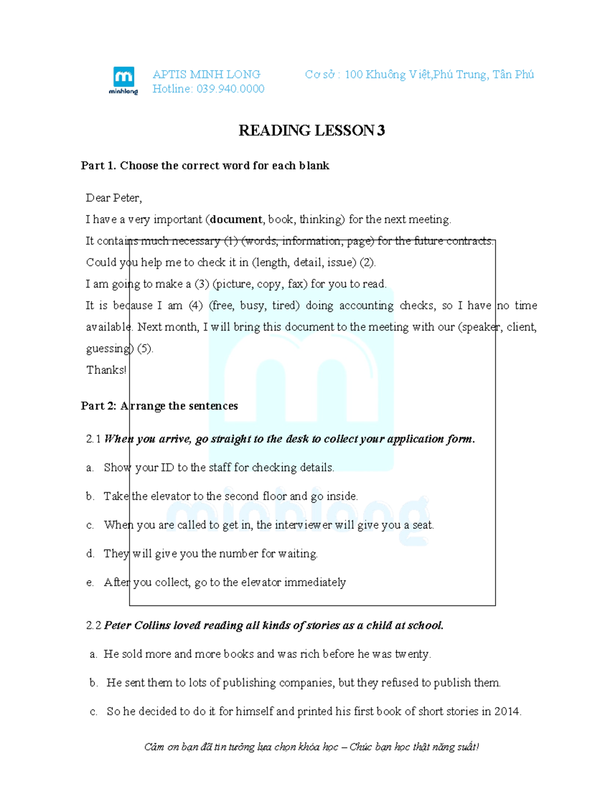 Reading Lesson 3 - VUI Study Notes - Studocu