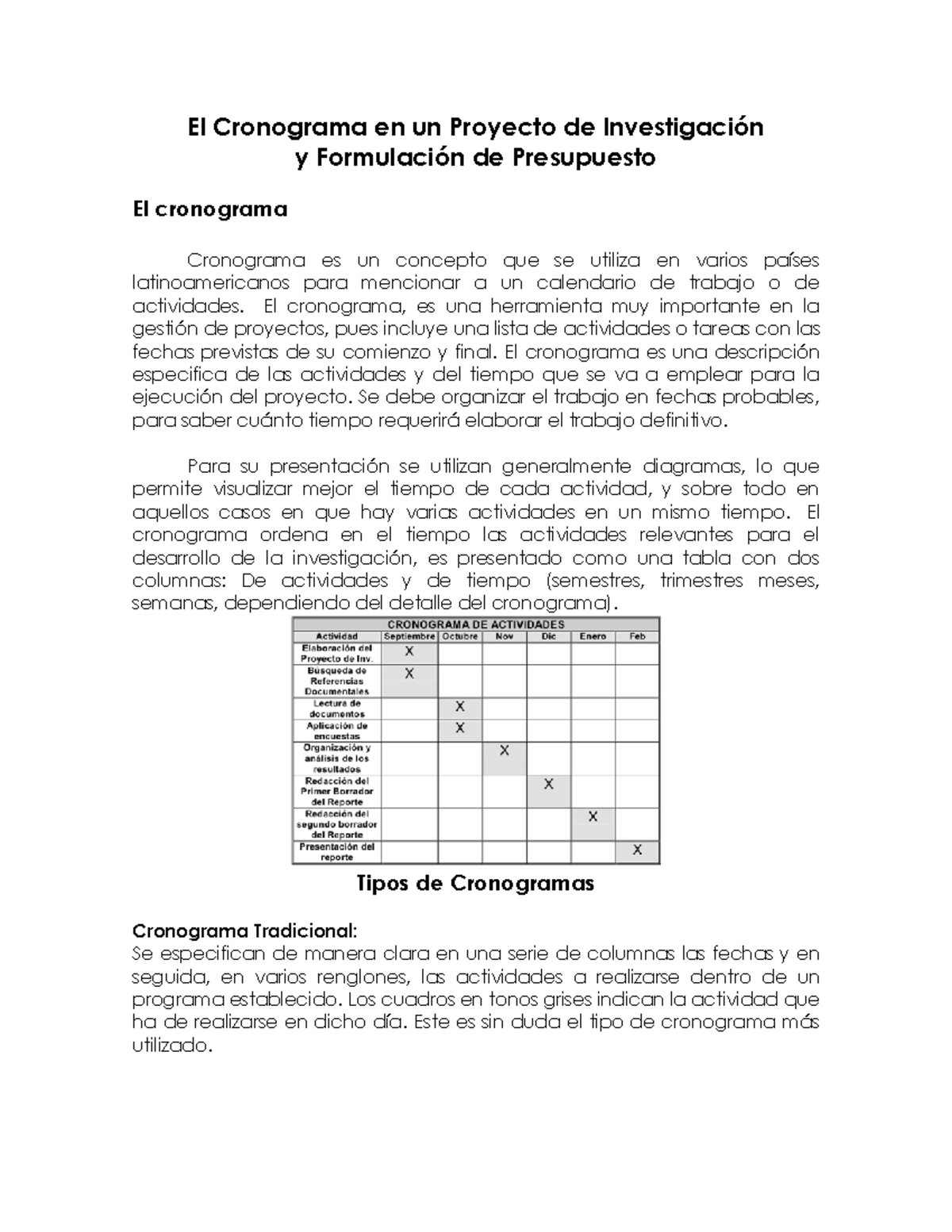 El Cronograma y Presupuesto en Proyectos de Investigación - TI 101 ...