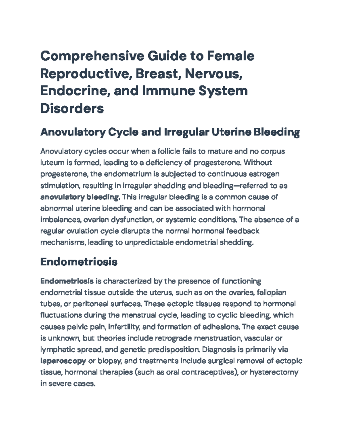 Comprehensive Overview of Female Reproductive and Endocrine Disorders ...