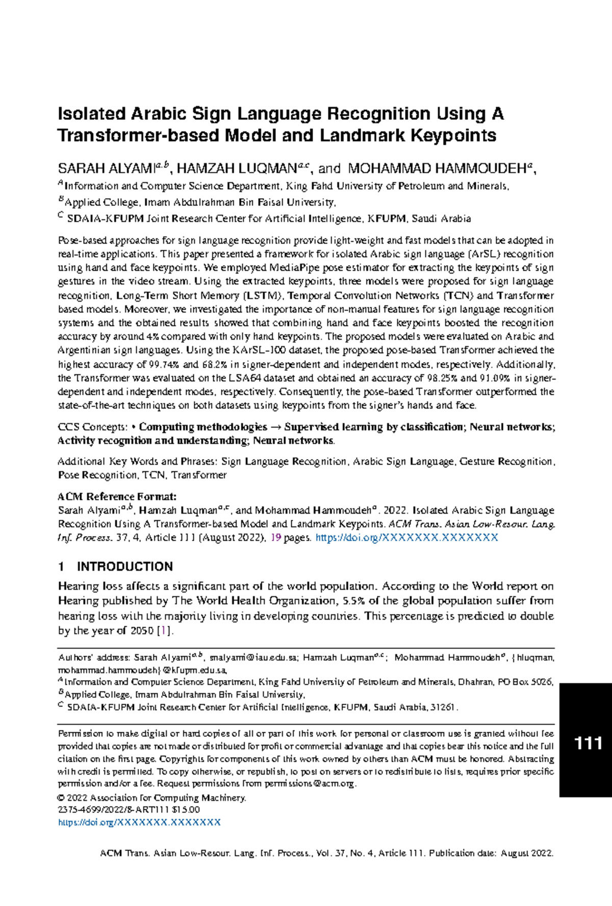 Isolated Arabic Sign Language Recognition Using Transformer Models and ...