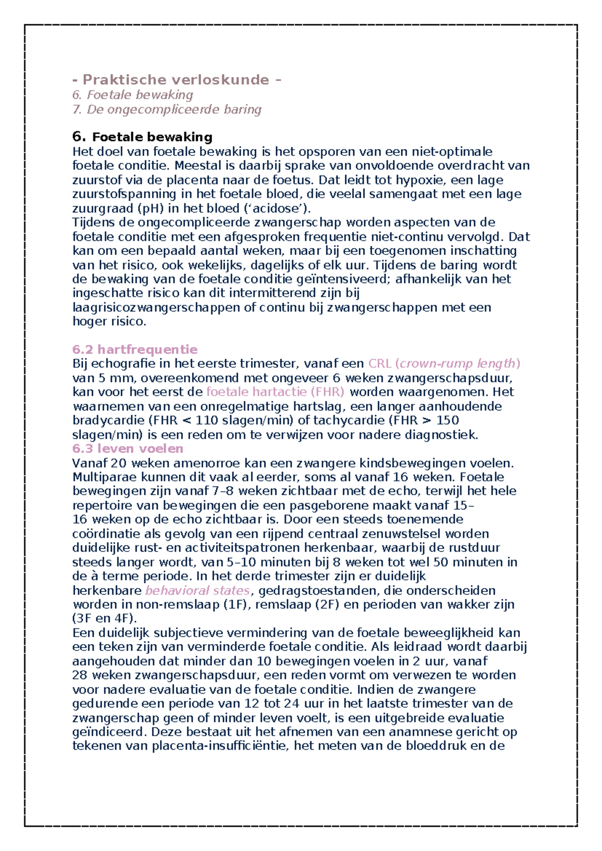 Praktische Verloskunde: Foetale Bewaking en Ongecompliceerde Baring (H ...