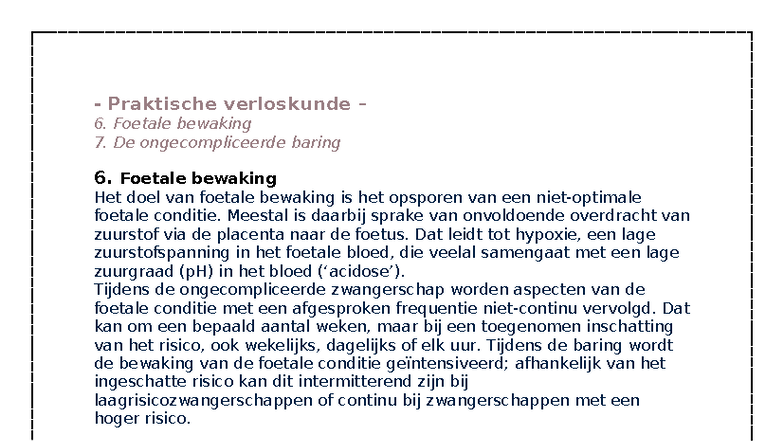 Praktische Verloskunde: Foetale Bewaking en Ongecompliceerde Baring (H ...