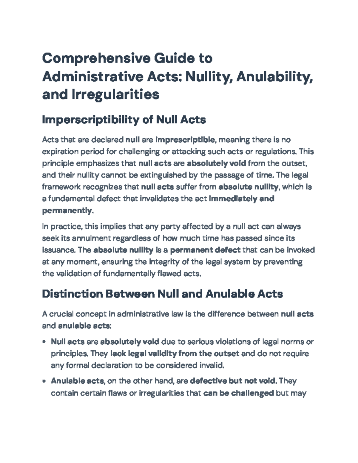 Comprehensive Guide to Admin Acts: Nullity, Anulability ...